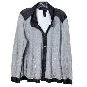 Focus Casual Life Womens M Jacket Cardigan Knit Gray Boho Button Pockets
